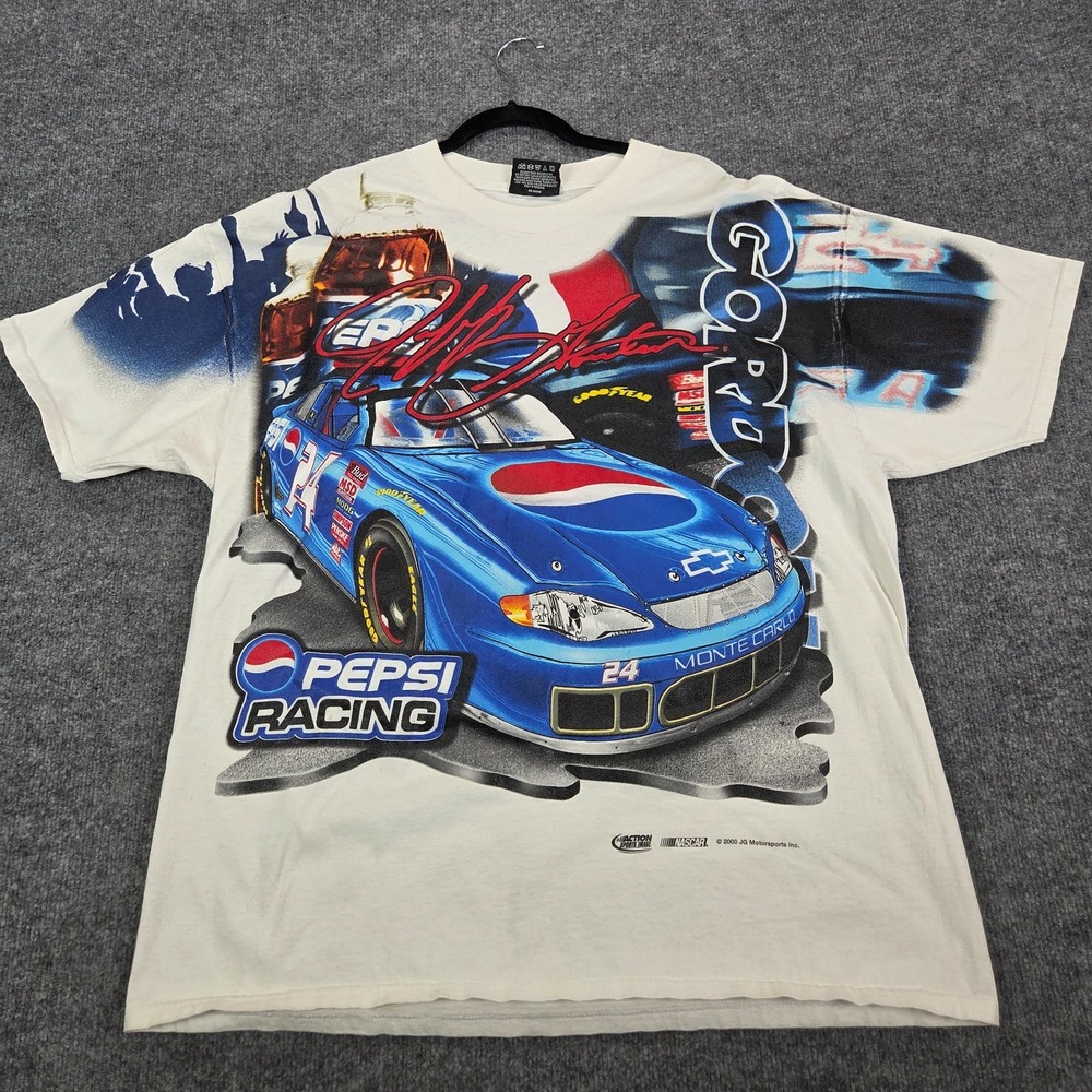 Vintage Rare Chase Authentics 2000 Jeff Gordon Never Worn AOP NASCAR T-Shirt XL